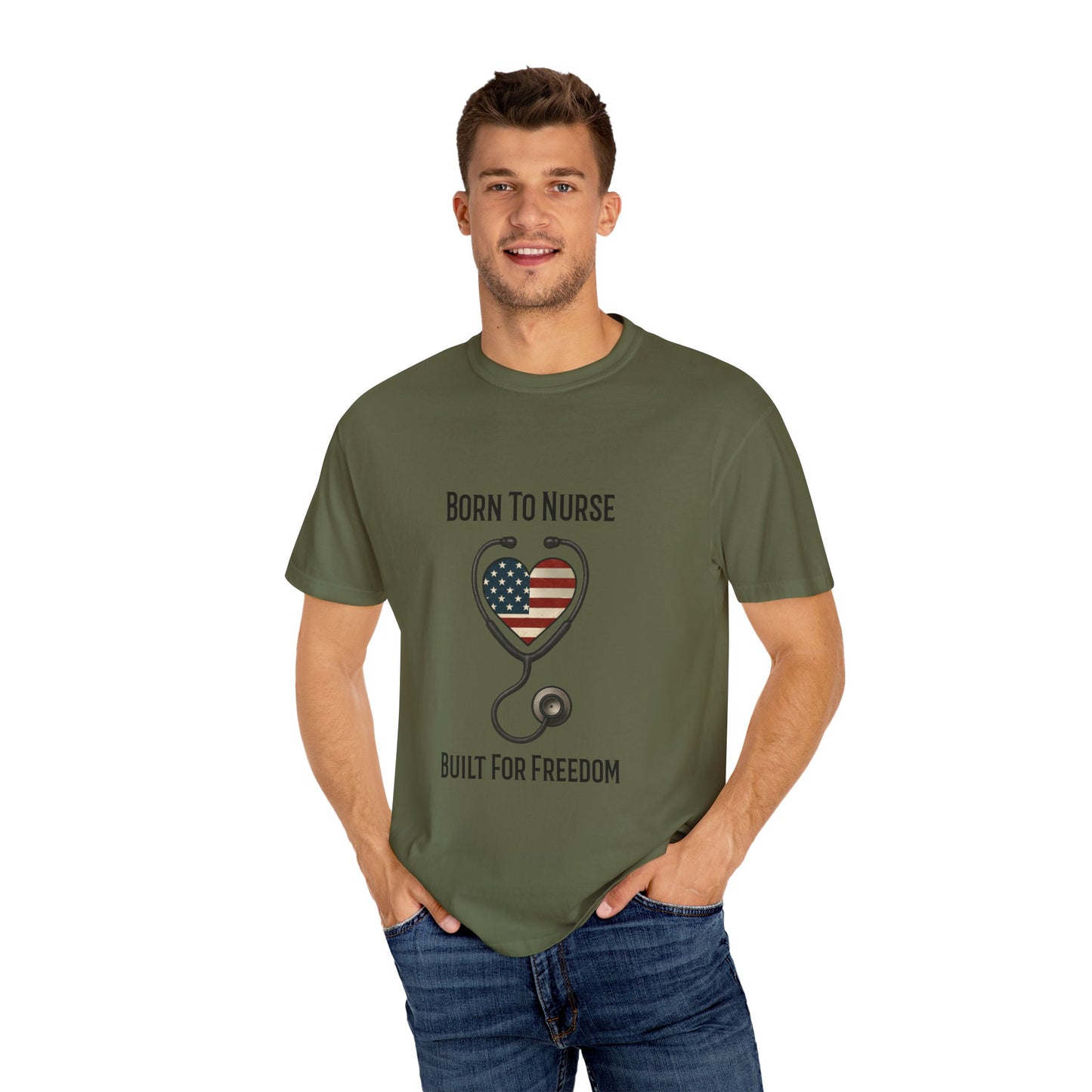 Born To Nurse Built For Freedom Patriotic T-shirt