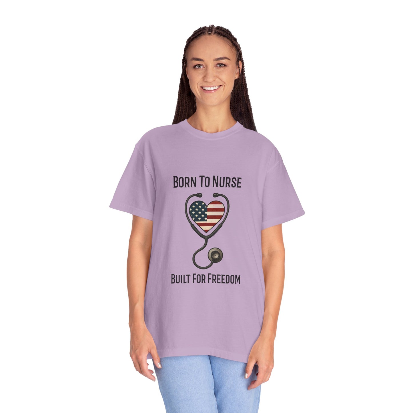Born To Nurse Built For Freedom Patriotic T-shirt