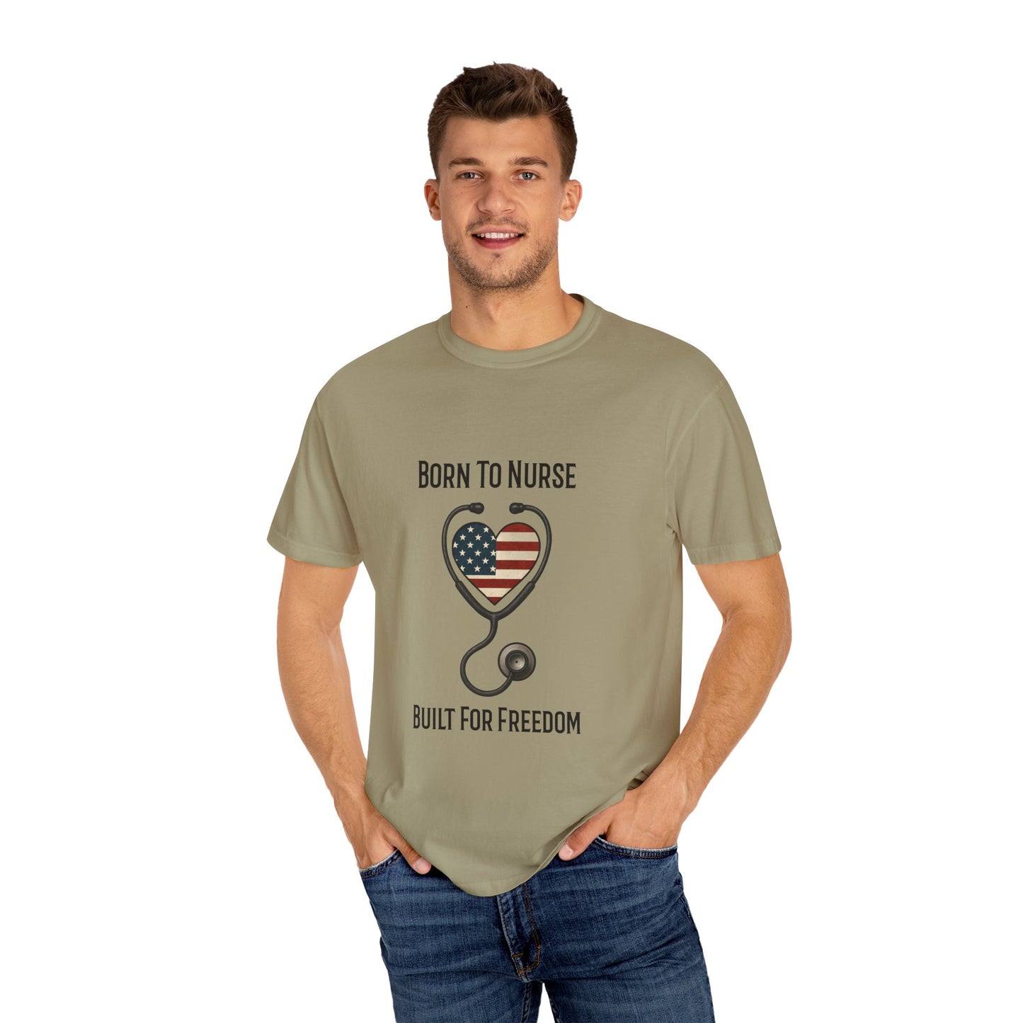 Born To Nurse Built For Freedom Patriotic T-shirt