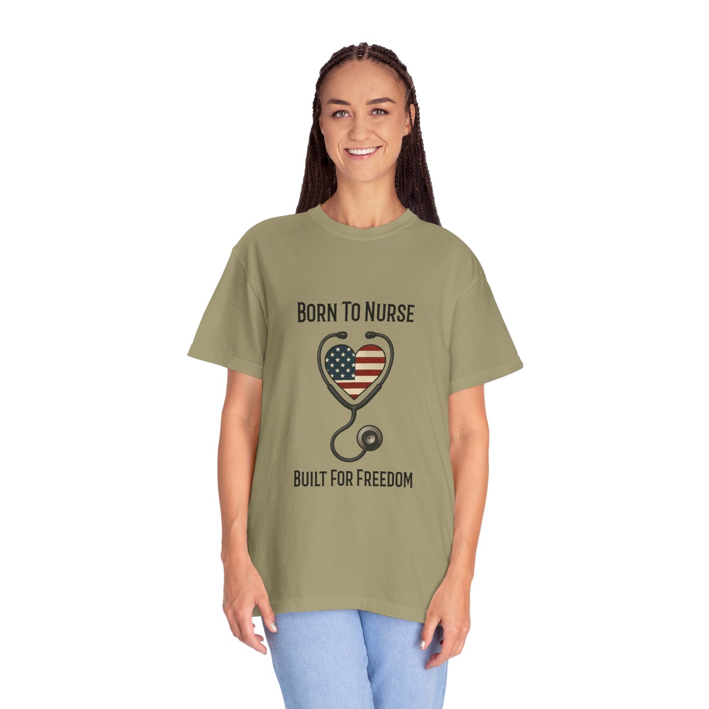 Born To Nurse Built For Freedom Patriotic T-shirt