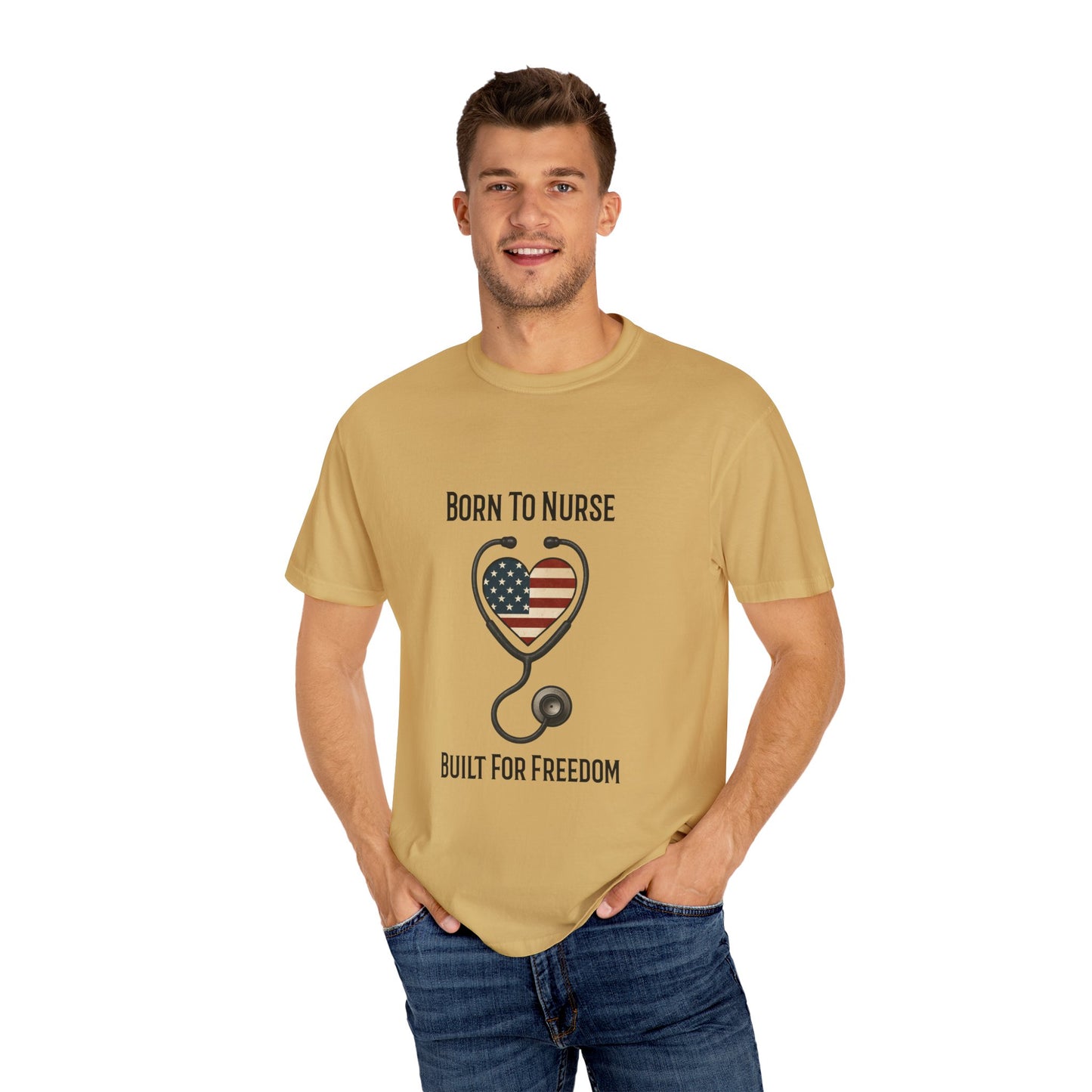 Born To Nurse Built For Freedom Patriotic T-shirt