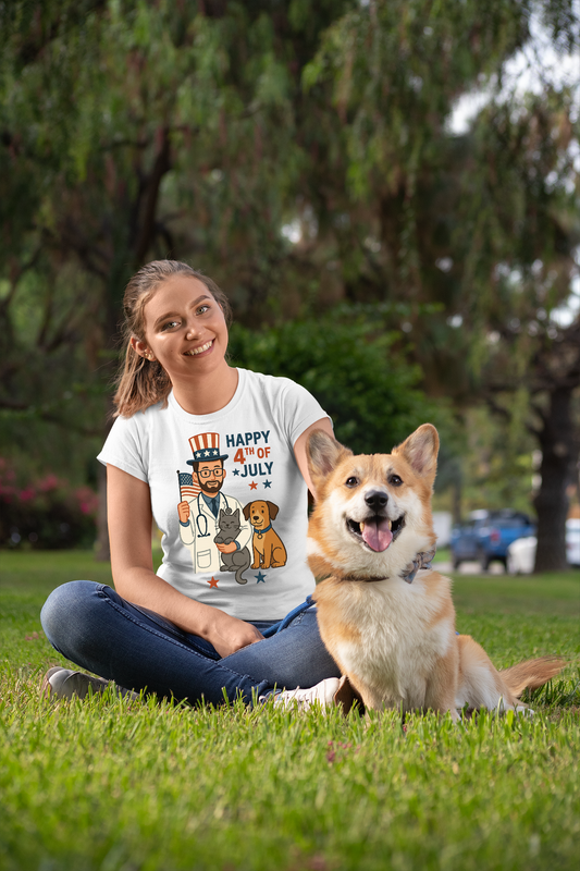 4th of July Inspired Patriotic Vet Pet Lover T-Shirt